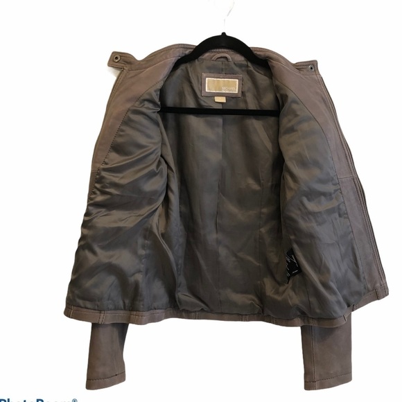 Michael Kors Genuine Leather Brown Moto Jacket xs - Picture 7 of 14